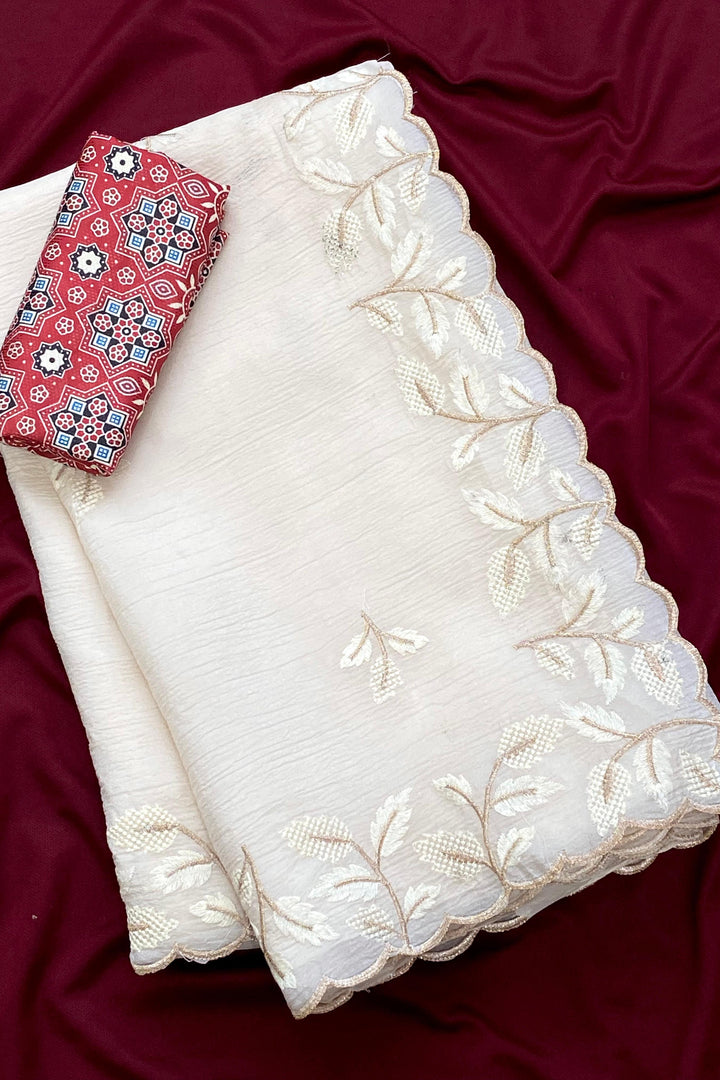 Rose of Dawn Crush Georgette Silk Saree