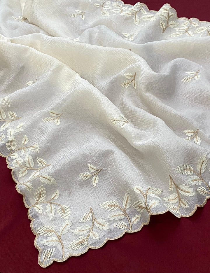 Rose of Dawn Crush Georgette Silk Saree