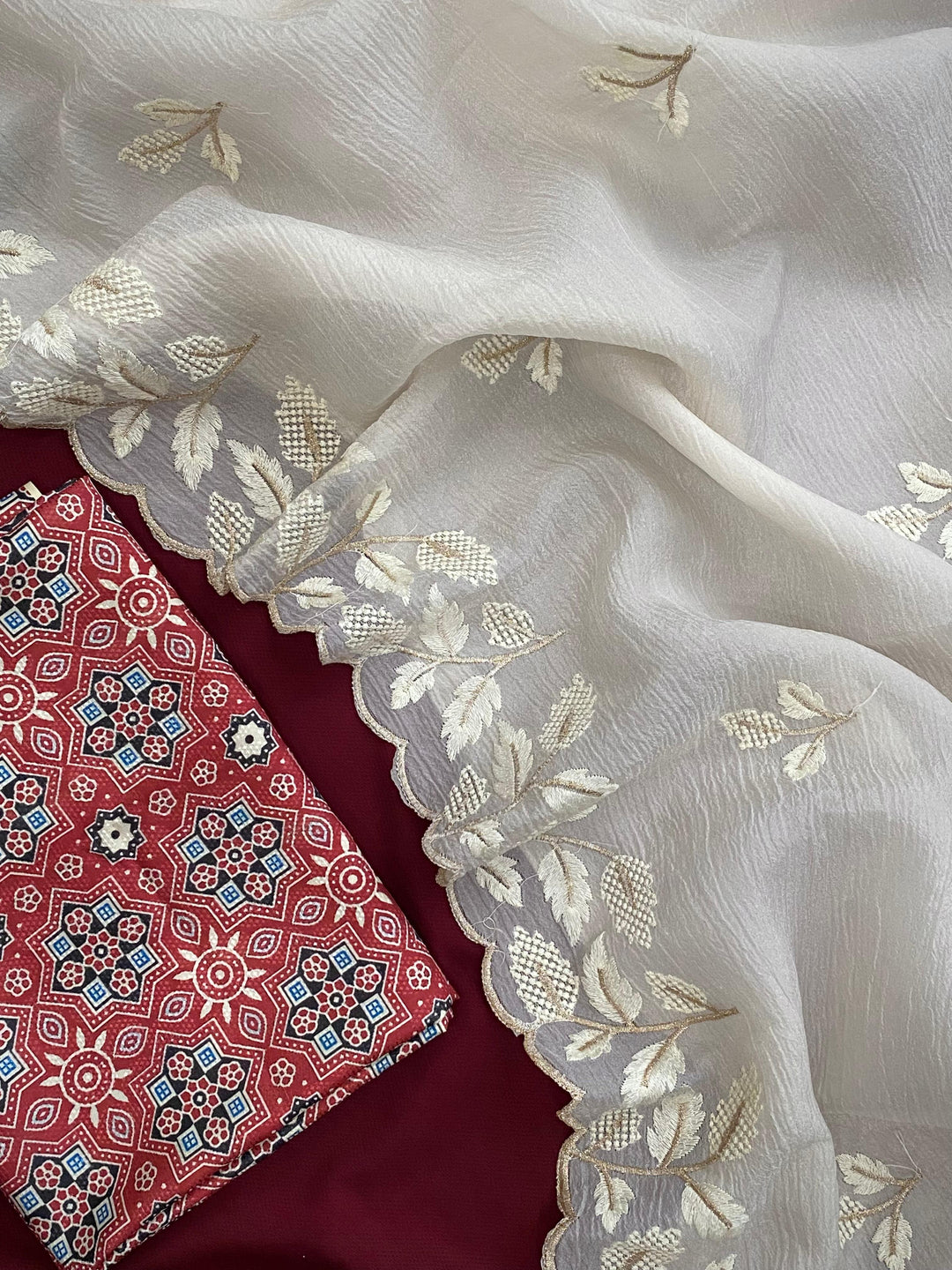 Rose of Dawn Crush Georgette Silk Saree