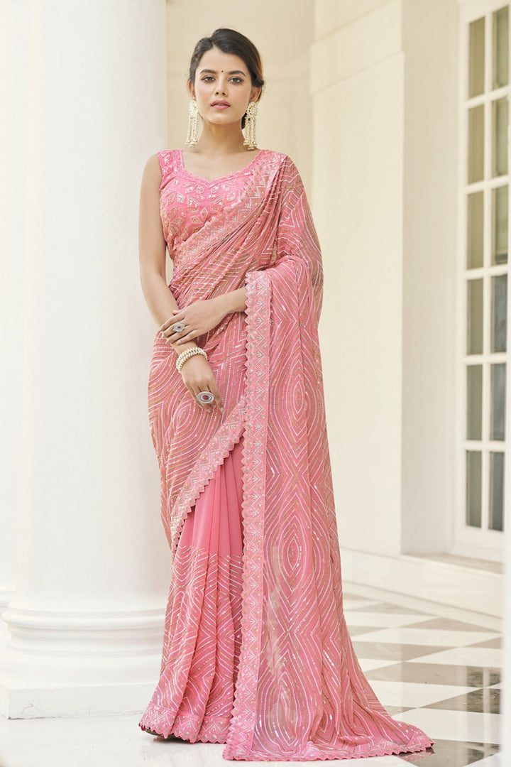 The Pink Chapter Georgette Silk Saree