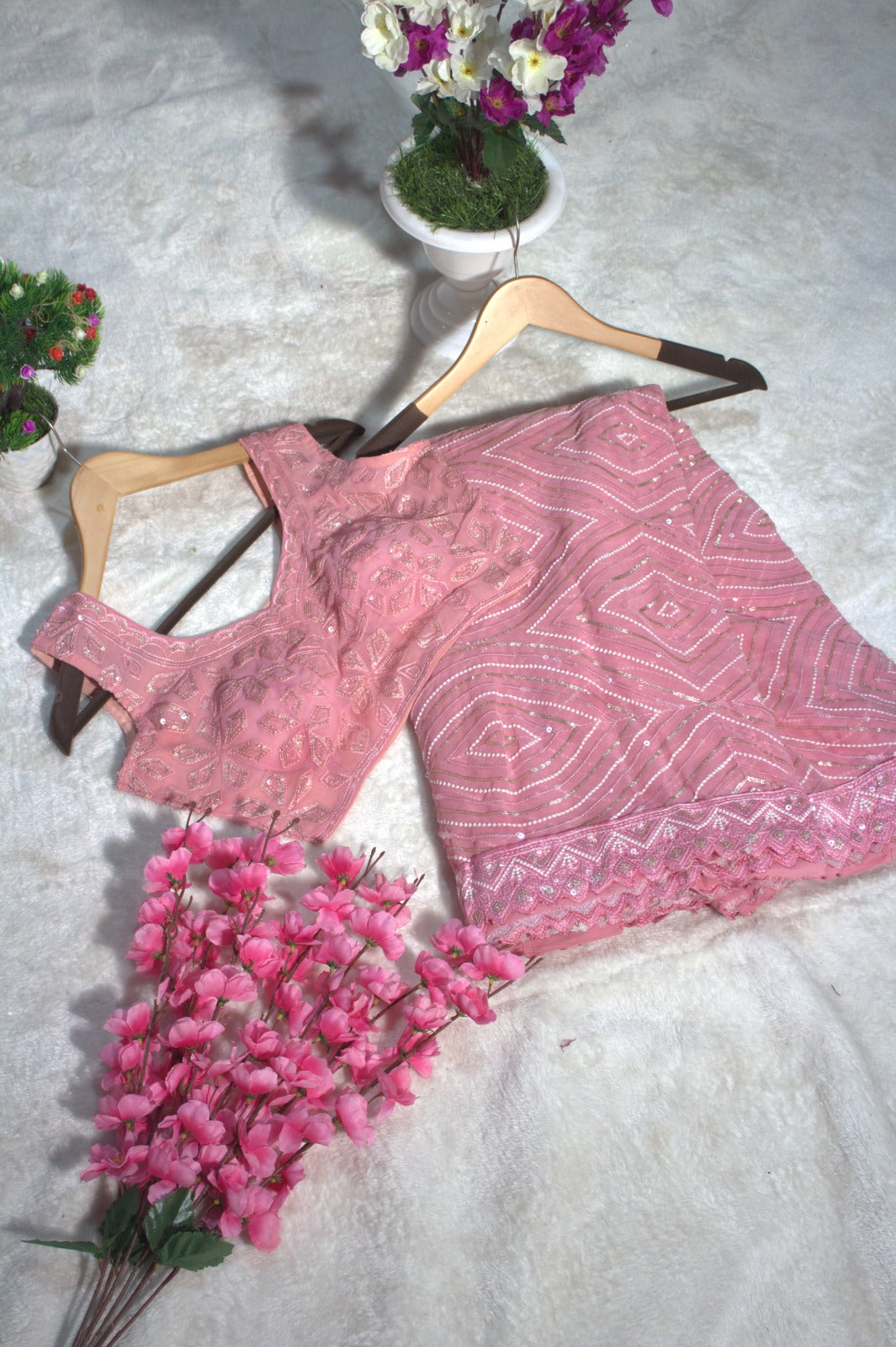 The Pink Chapter Georgette Silk Saree