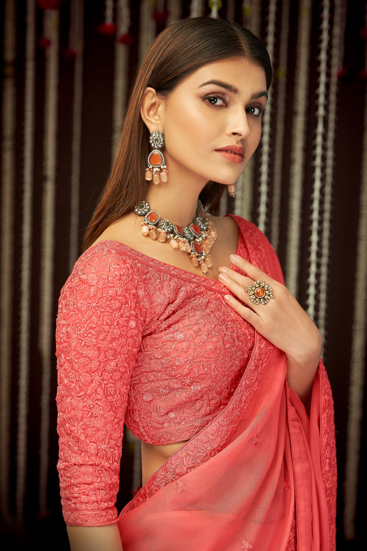 Quiet Spark Georgette Silk Saree