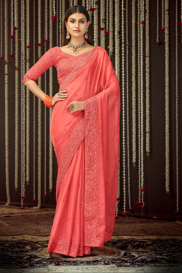 Quiet Spark Georgette Silk Saree
