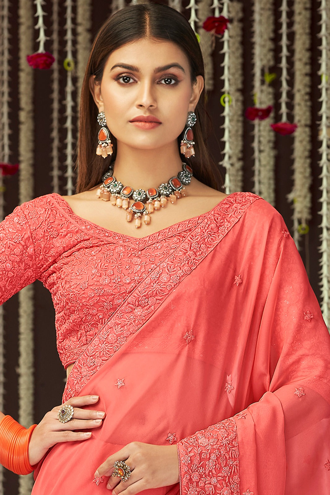 Quiet Spark Georgette Silk Saree