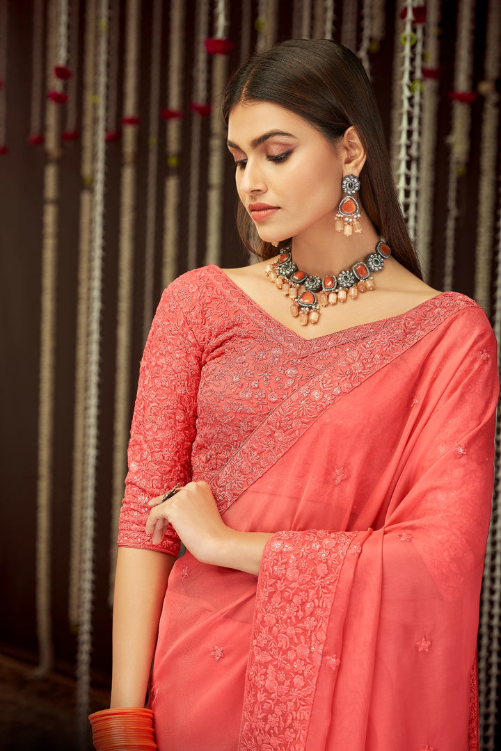 Quiet Spark Georgette Silk Saree