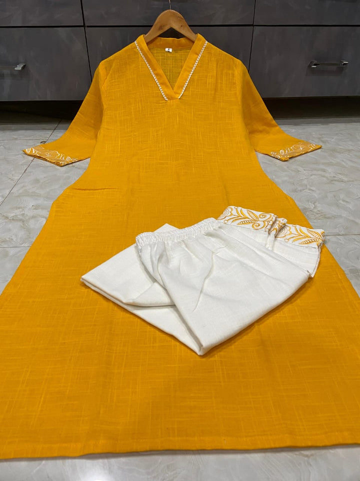 Haldi Chaandni Cotton Kurti Set