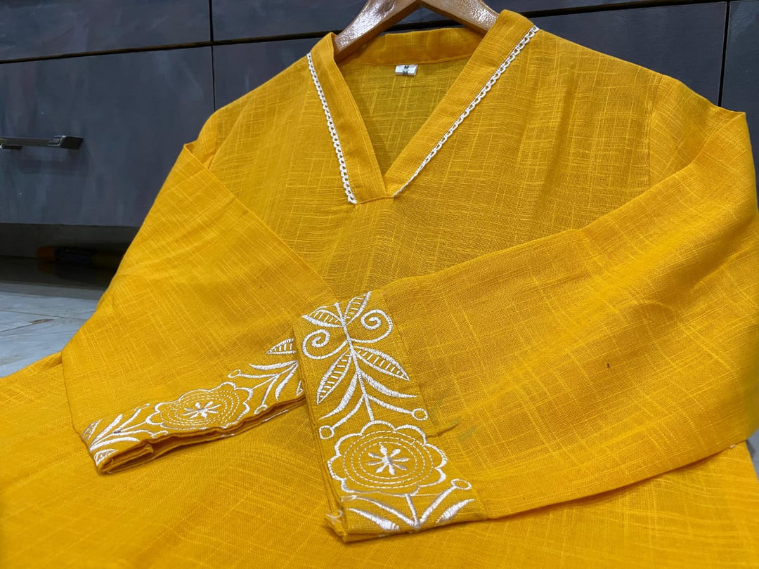 Haldi Chaandni Cotton Kurti Set