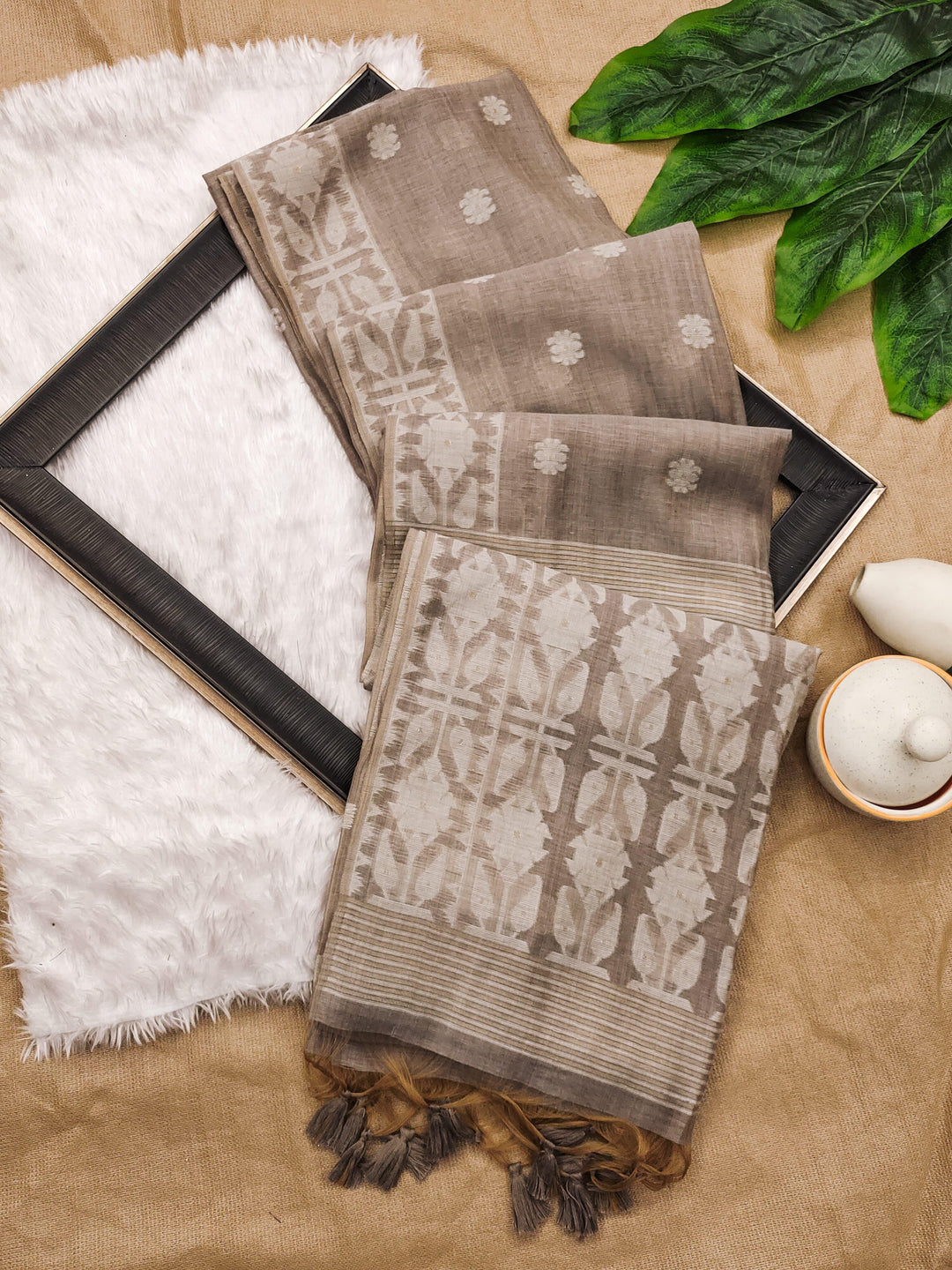 River of Gold Muga Cotton Saree