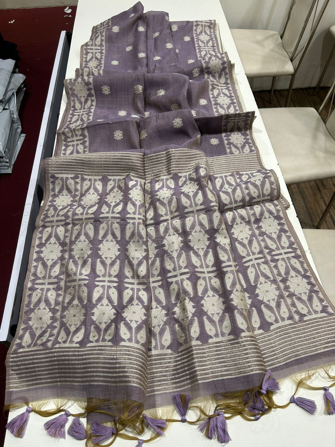 River of Gold Muga Cotton Saree