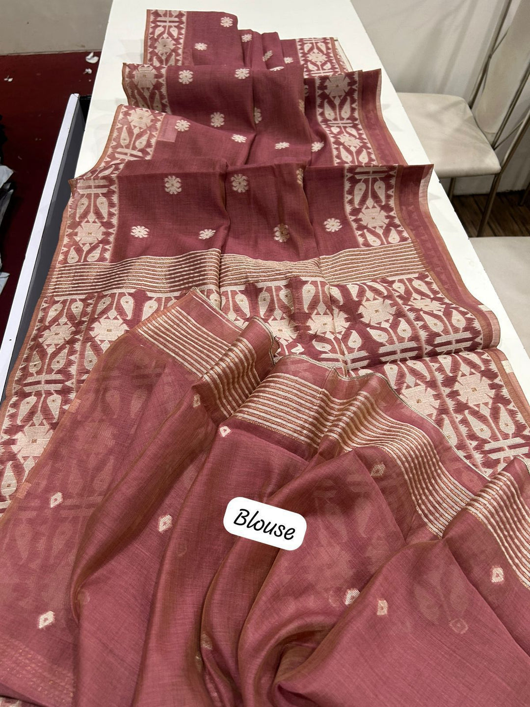 River of Gold Muga Cotton Saree