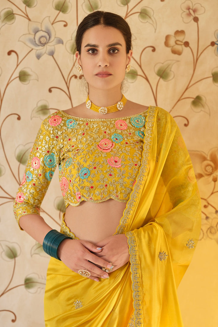 Light Leela Yellow Organza Saree
