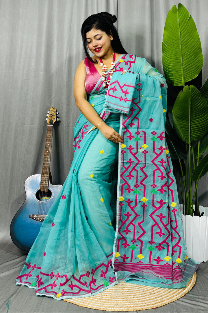 Chorui Pakhi Muslin Dhakai Jamdani Saree