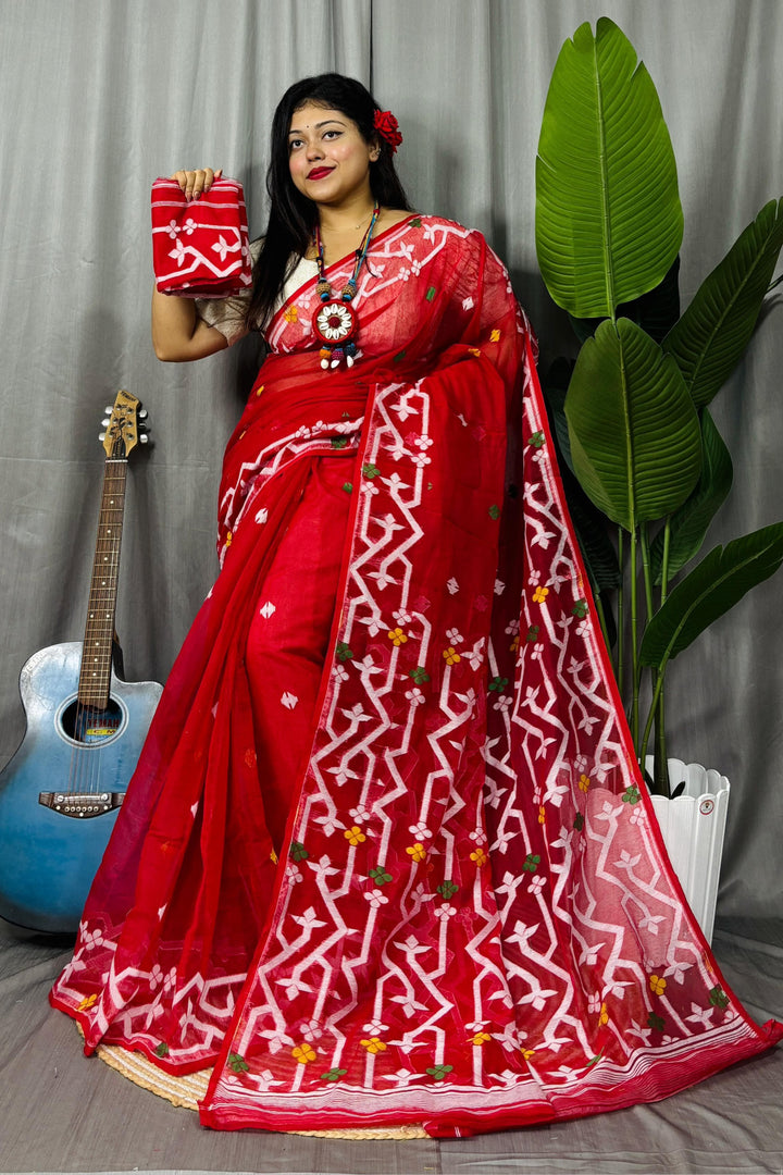 Chorui Pakhi Muslin Dhakai Jamdani Saree