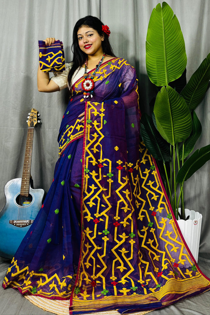 Chorui Pakhi Muslin Dhakai Jamdani Saree