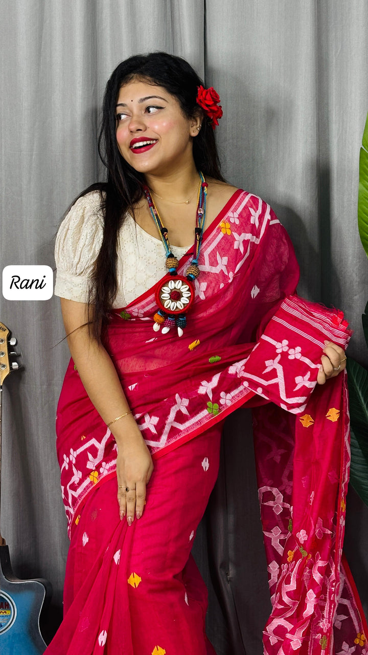 Chorui Pakhi Muslin Dhakai Jamdani Saree
