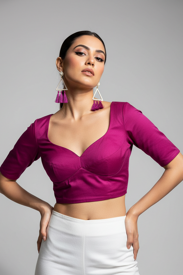 Plain Charm Fancy Designer Solid Color Blouse