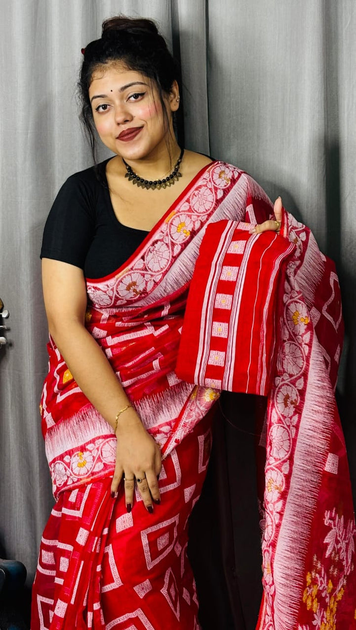 Ranga Bhor Fuleshwari Dhakai Jamdani Saree