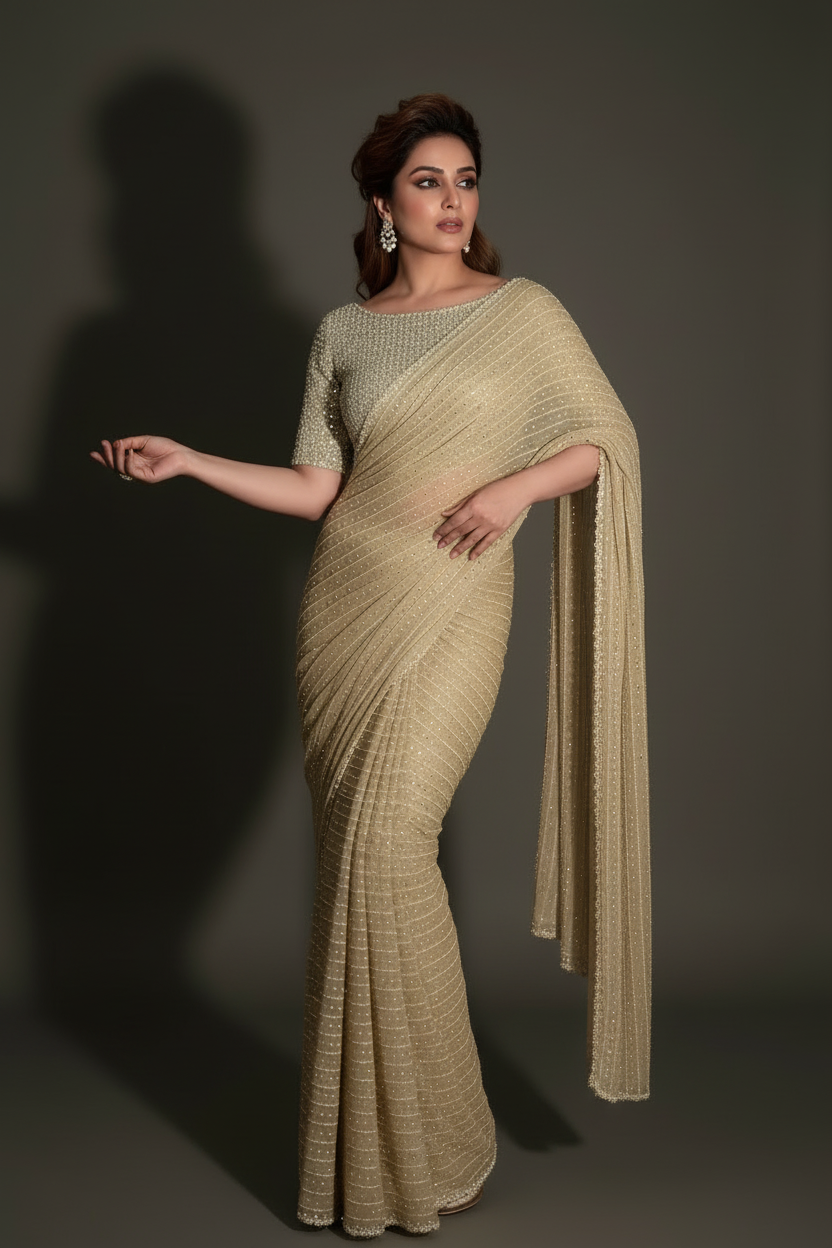 Stitch & Soul Georgette Silk Saree