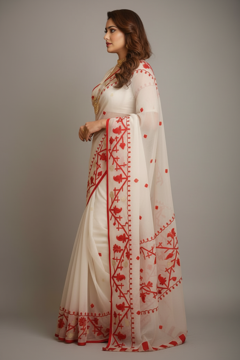 Canvas of Bengal Organza Muslin Jamdani Saree