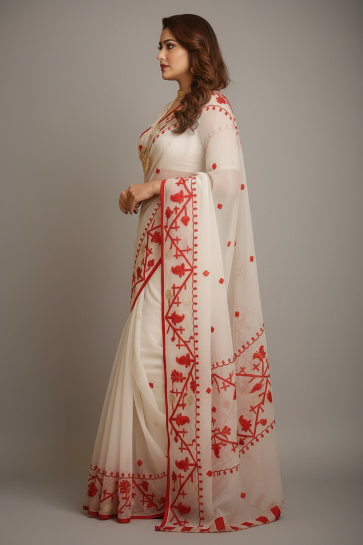 Canvas of Bengal Organza Muslin Jamdani Saree
