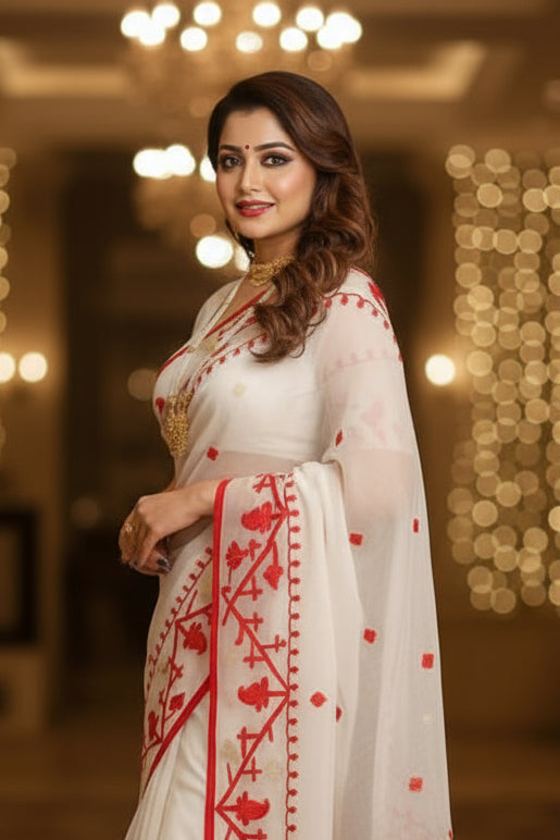 Canvas of Bengal Organza Muslin Jamdani Saree