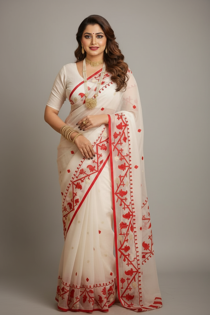 Canvas of Bengal Organza Muslin Jamdani Saree