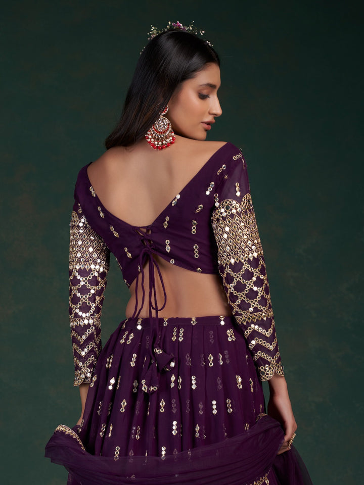 Midnight Mayur Georgette Lehenga