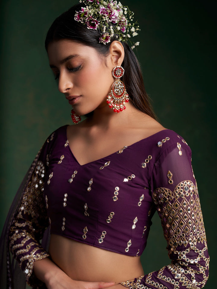 Midnight Mayur Georgette Lehenga
