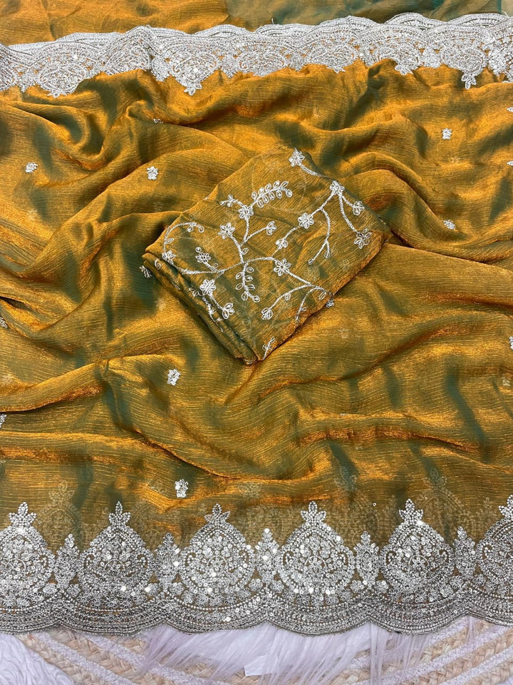 The Black Swan Fancy chiffon Silk Saree