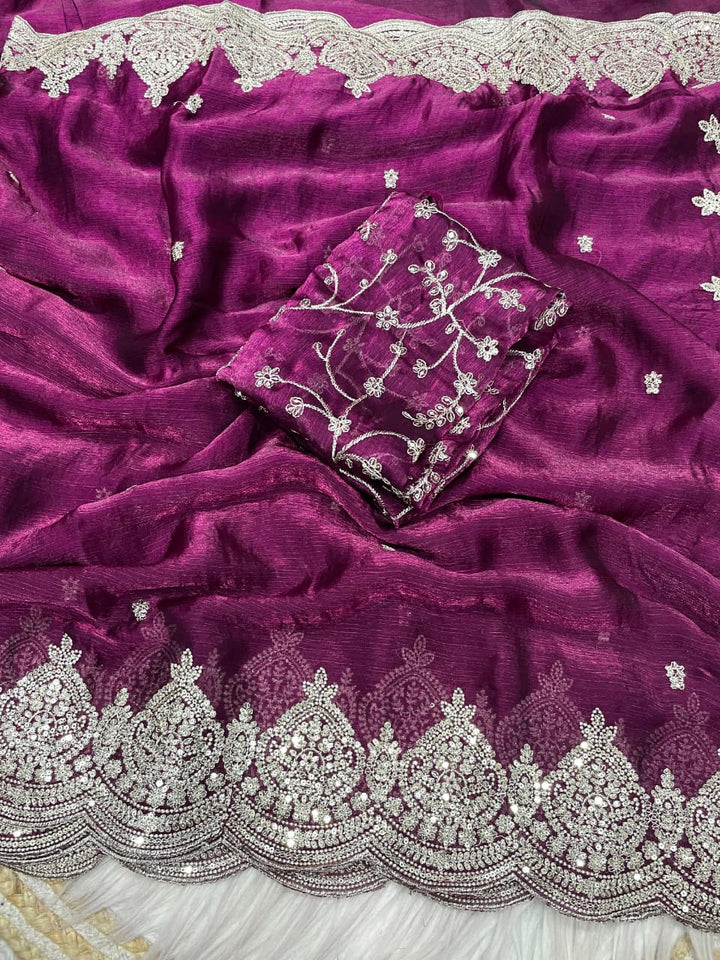 The Black Swan Fancy chiffon Silk Saree