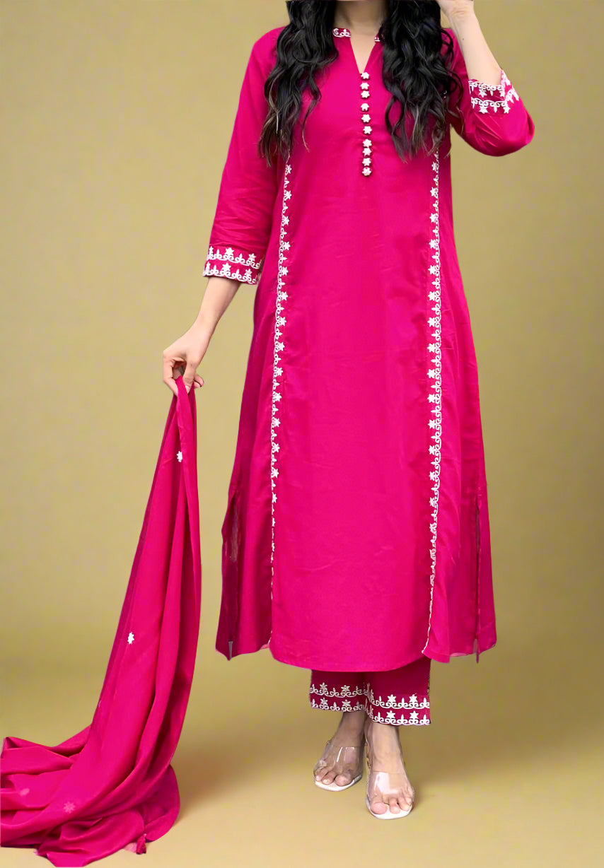 Pink Queen Cotton Kurti Set