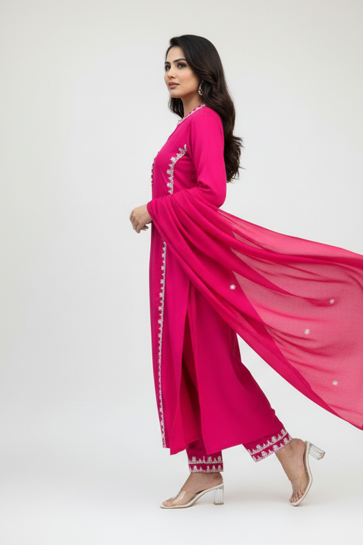 Pink Queen Cotton Kurti Set