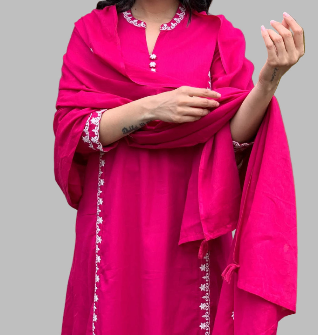 Pink Queen Cotton Kurti Set