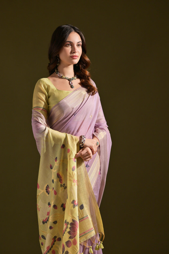 Sunehri Panna Muga Cotton Saree