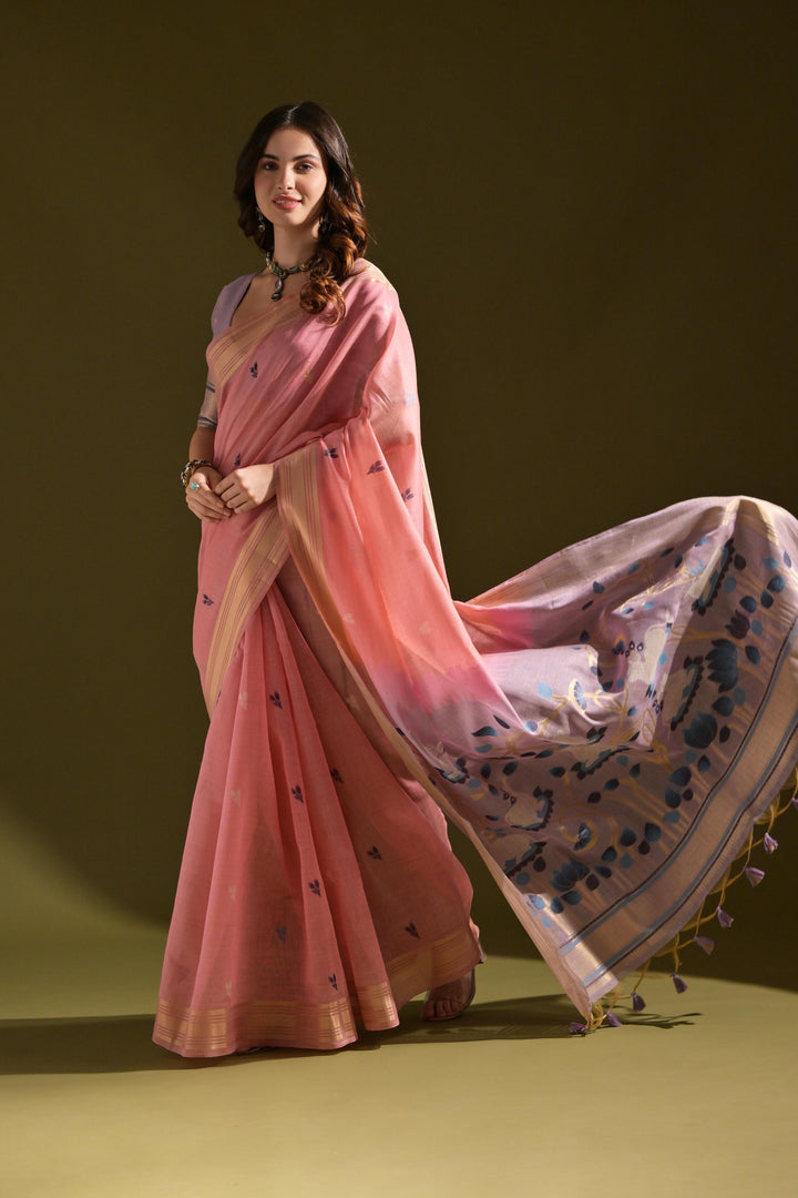 Sunehri Panna Muga Cotton Saree