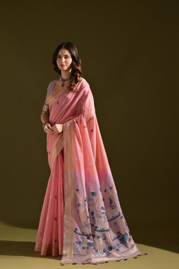Sunehri Panna Muga Cotton Saree