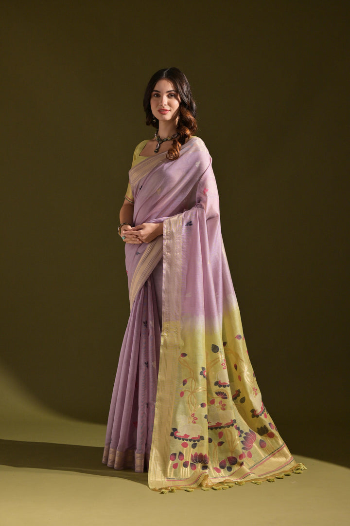 Sunehri Panna Muga Cotton Saree