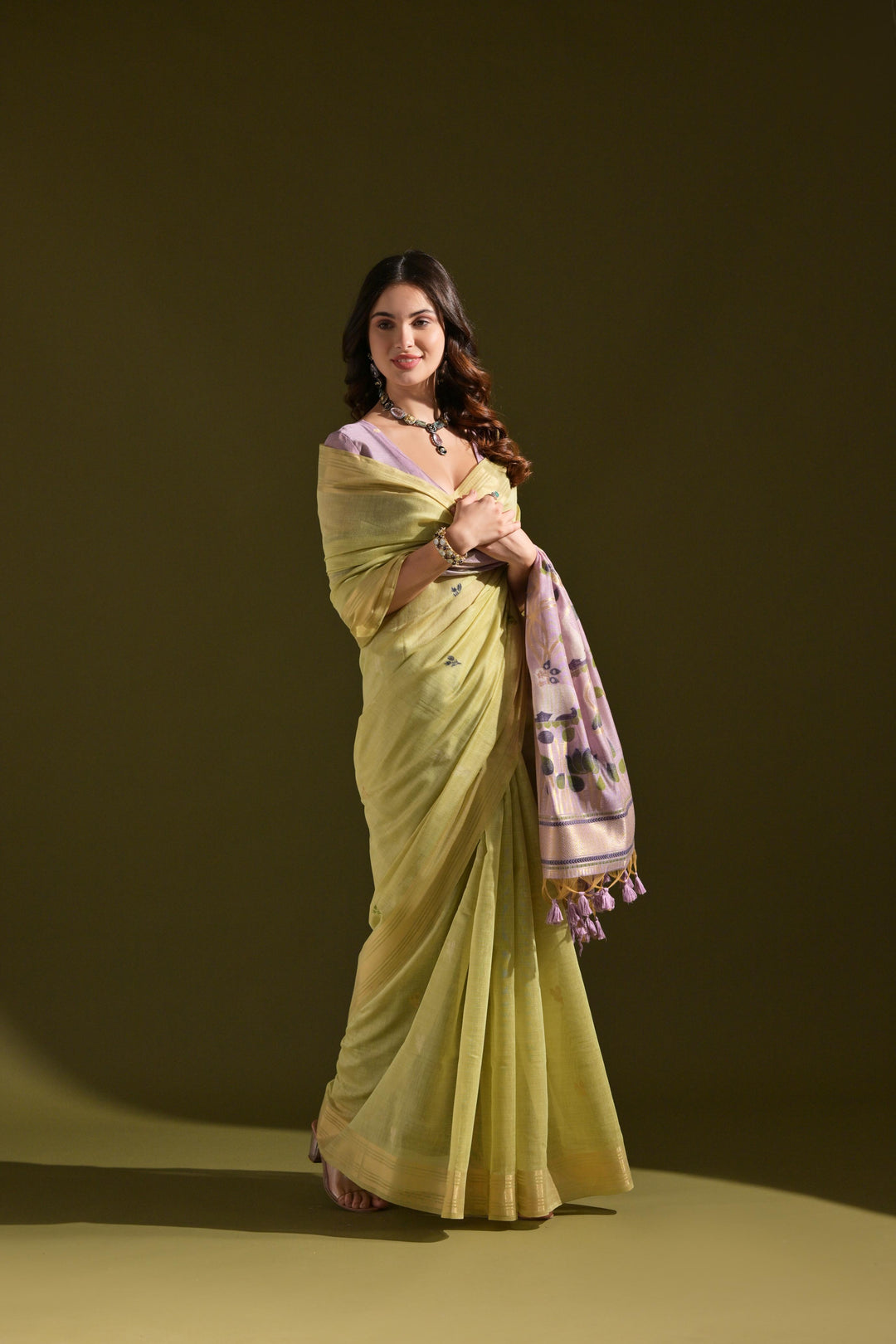 Sunehri Panna Muga Cotton Saree