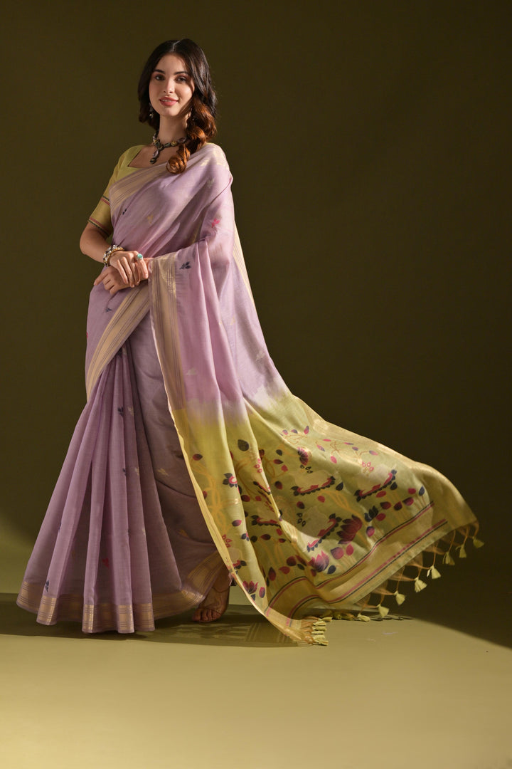 Sunehri Panna Muga Cotton Saree