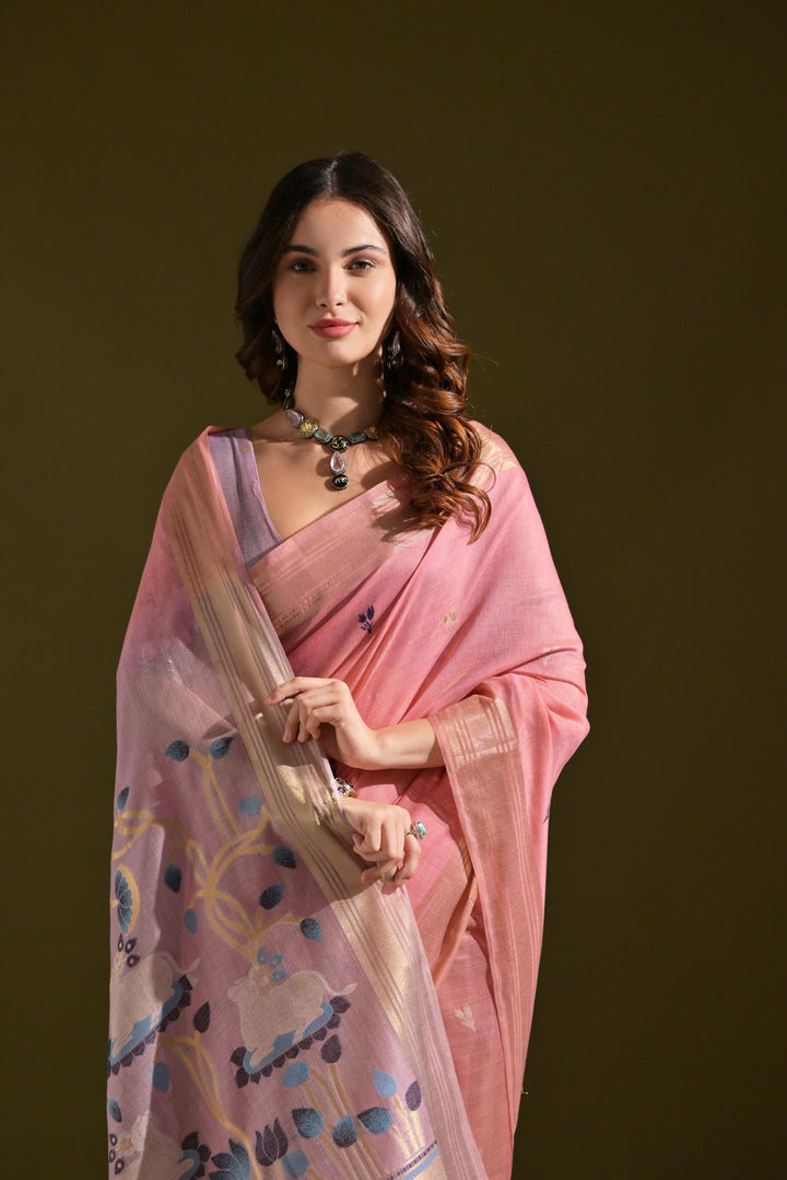 Sunehri Panna Muga Cotton Saree