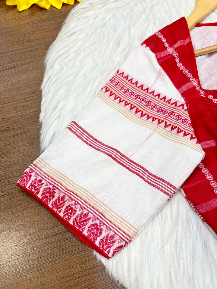 Pujor Rong (পুজোর রঙ) - Dhonekhali Handloom Blouse(Combo 2)