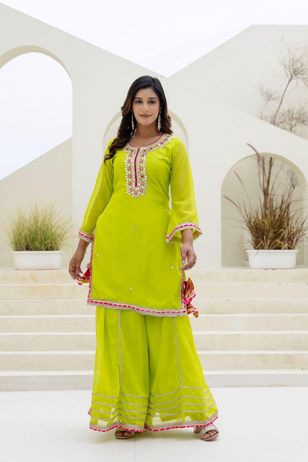 Leaflight Organza Kurti Set