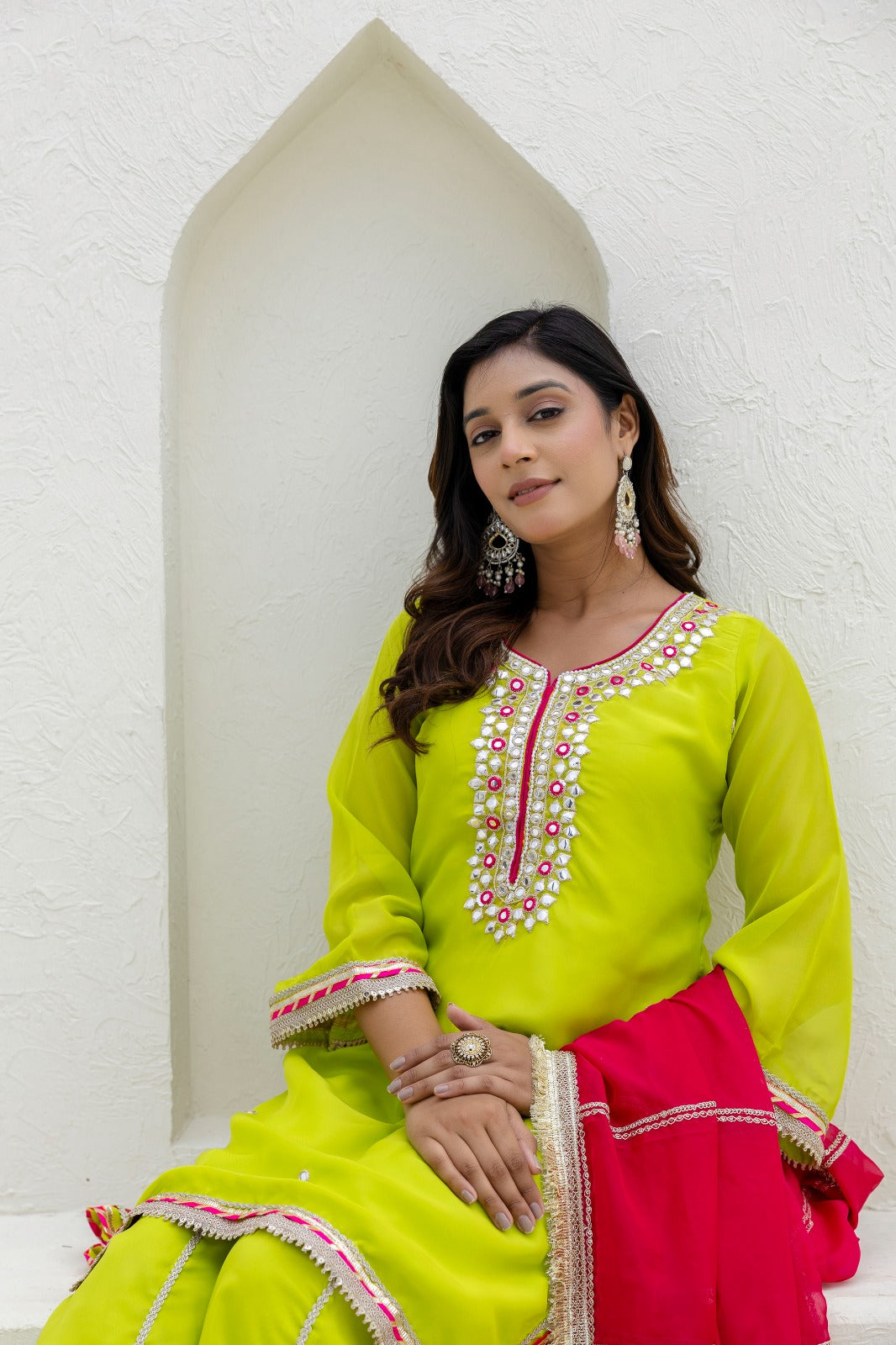 Leaflight Organza Kurti Set