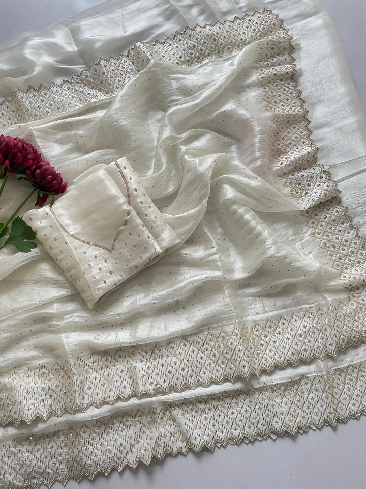 Sweetness Of White Jimmy Chu Saree