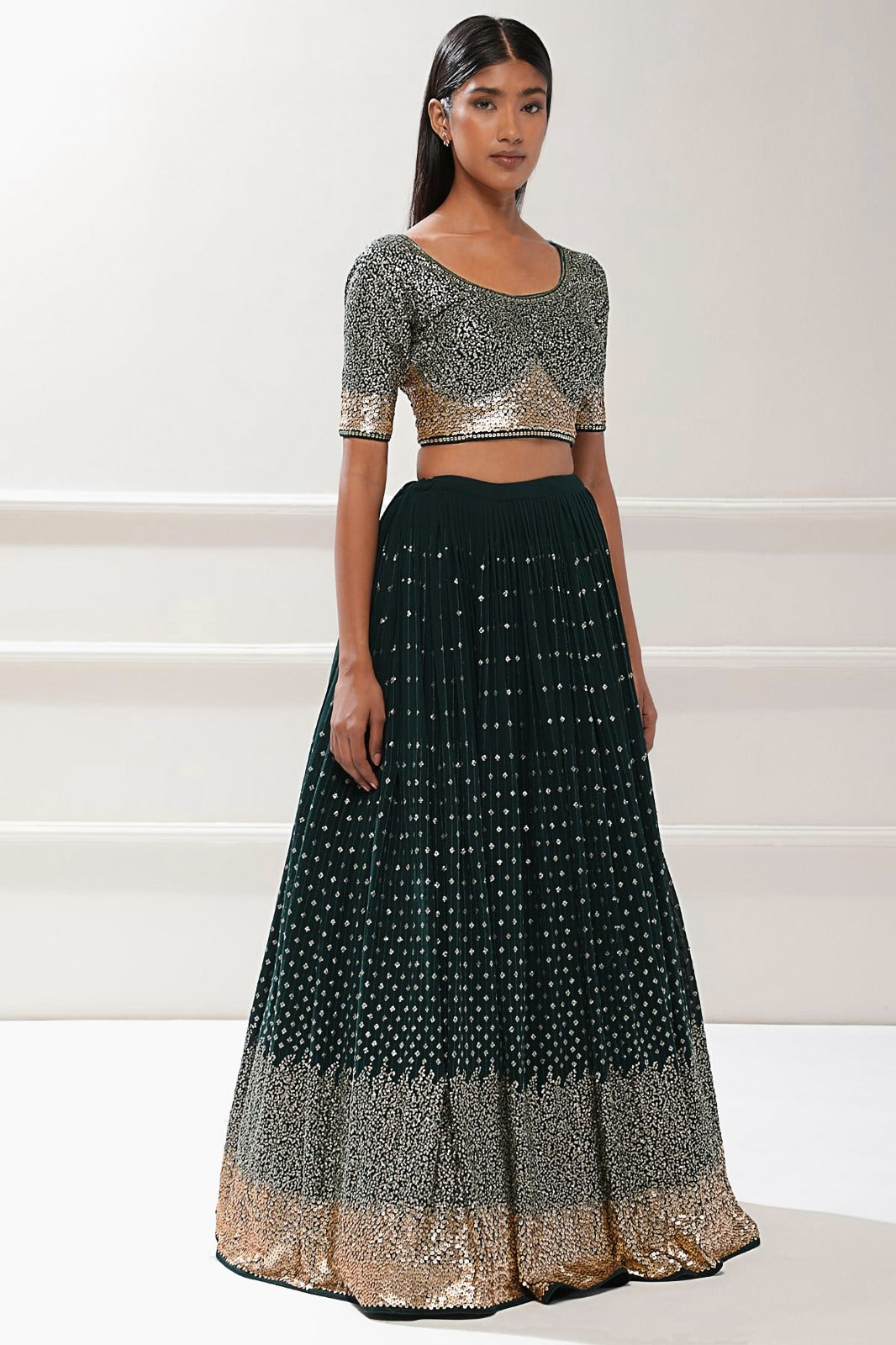 Luxurious Green Georgette Lehenga