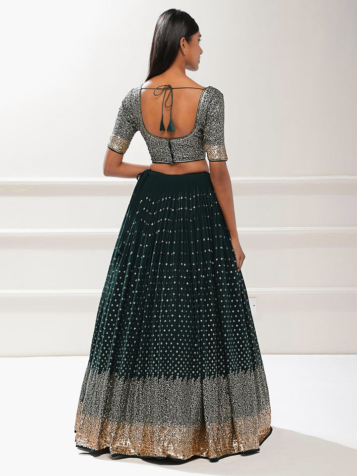 Luxurious Green Georgette Lehenga