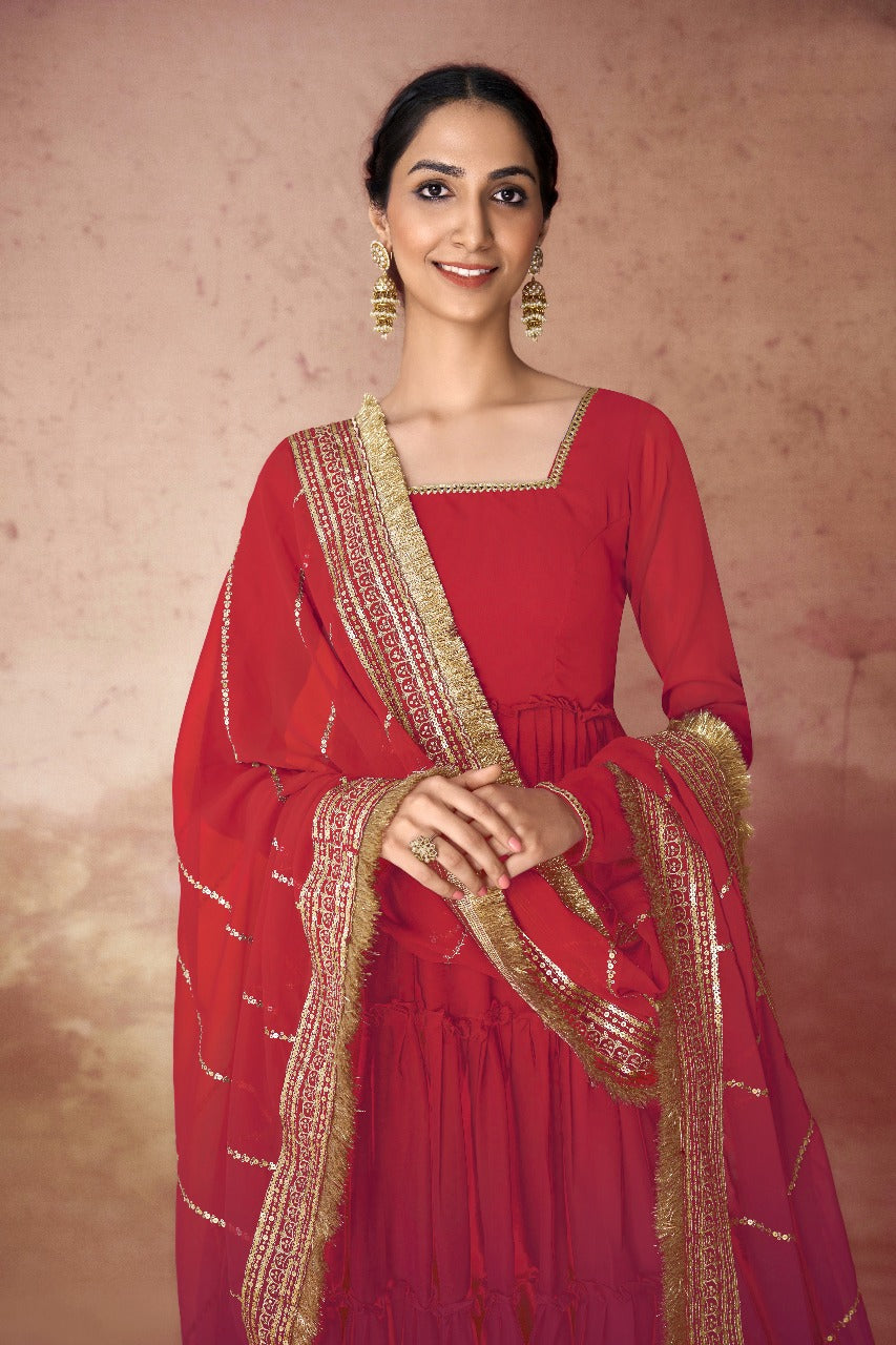 Red Queen Georgette Gown