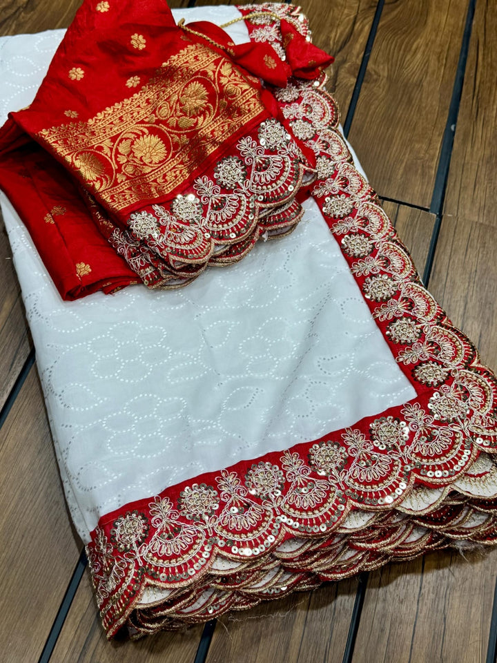 Durga Puja Special Muslin Silk Saree