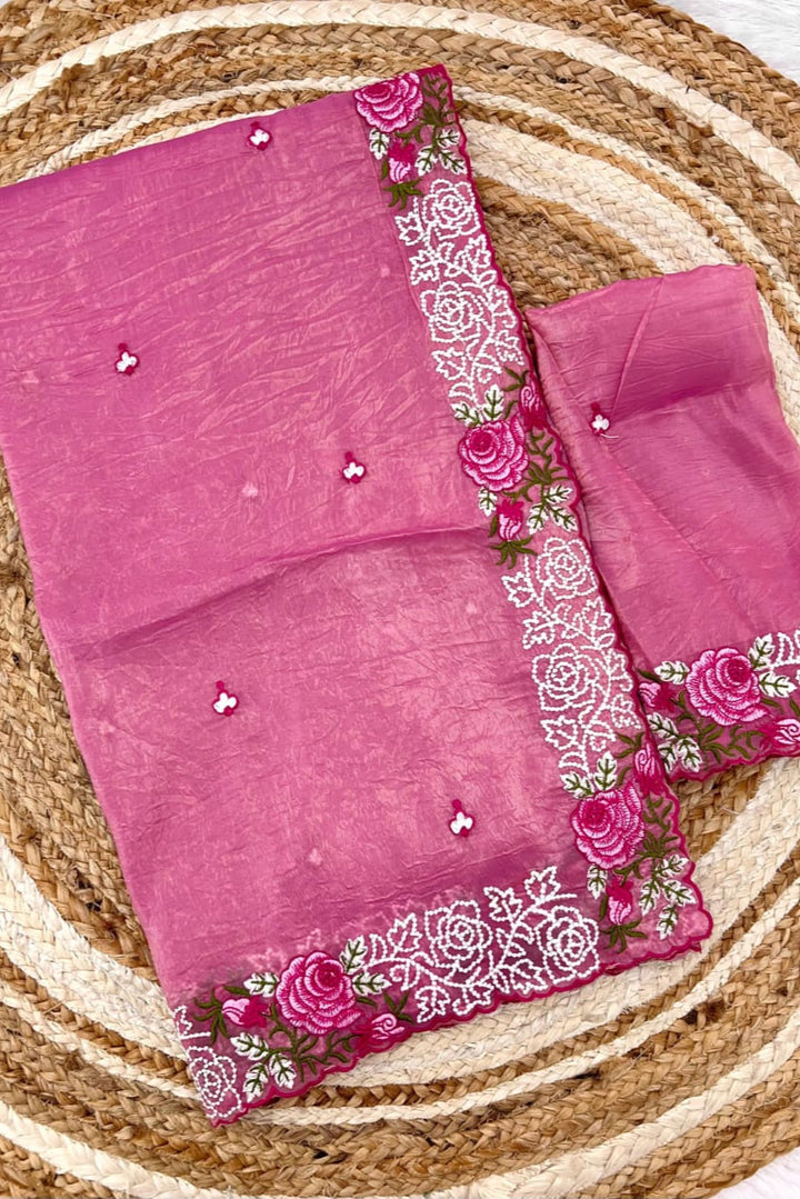 Rose Gold Pink Crush Saree