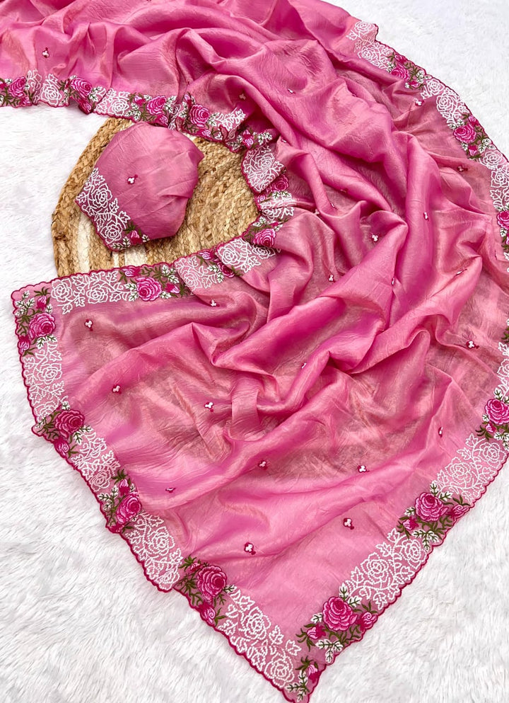 Rose Gold Pink Crush Saree